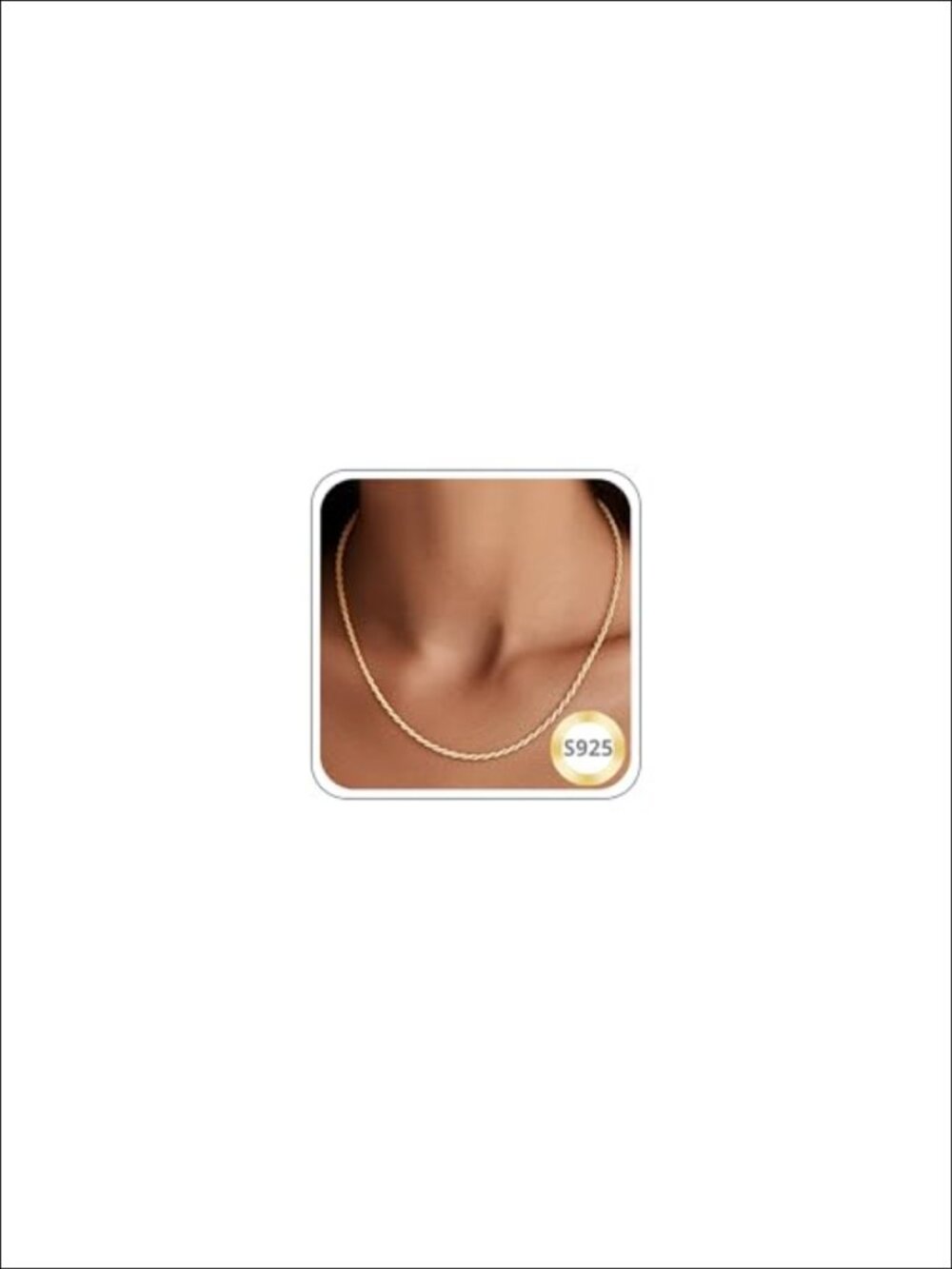 925 Sterling Silver Rope Chain Necklace 14k Gold Plated 18 Inch